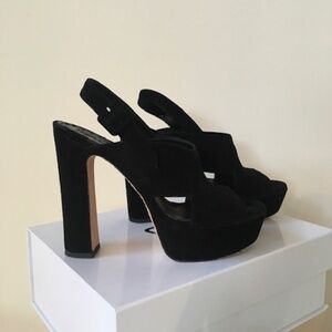 Alice + Olivia Larissa Black Suede Platforms sz 40